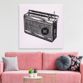 Vintage Illustration Radio Monogramm Leinwand (Insitu (Wohnzimmer))