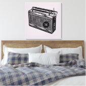 Vintage Illustration Radio Monogramm Leinwand (Insitu (Schlafzimmer))