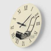 Vintage Illustration Rasenmäher römische Zahlen C Große Wanduhr (Winkel)