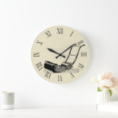 Vintage Illustration Rasenmäher römische Zahlen C Große Wanduhr (Zuhause)