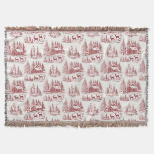 Vintage Illustration Rentier and Houses Winter Decke