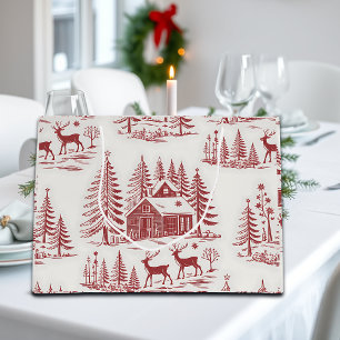 Vintage Illustration Rentier and Houses Winter Große Geschenktüte