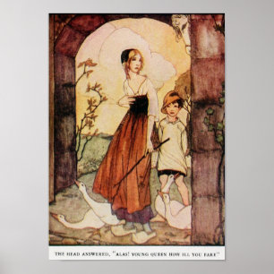 Vintage Illustration Rie Cramer Grimms Märchen Poster