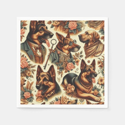 Vintage Illustration Serviette (Vorderseite)