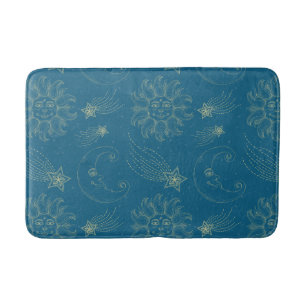 Vintage Illustration Sun Moon Stars Badematte