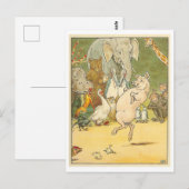 Vintage Illustration, Tanzen von Schweinen/Tieren Postkarte (Vorne/Hinten)