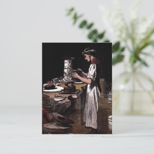 Vintage Illustration "The Hatmaker" Postkarte (Stehend Vorderseite)