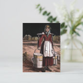 Vintage Illustration "The Milkmaid" Postkarte (Stehend Vorderseite)
