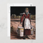 Vintage Illustration "The Milkmaid" Postkarte (Vorne/Hinten)