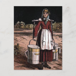 Vintage Illustration "The Milkmaid" Postkarte