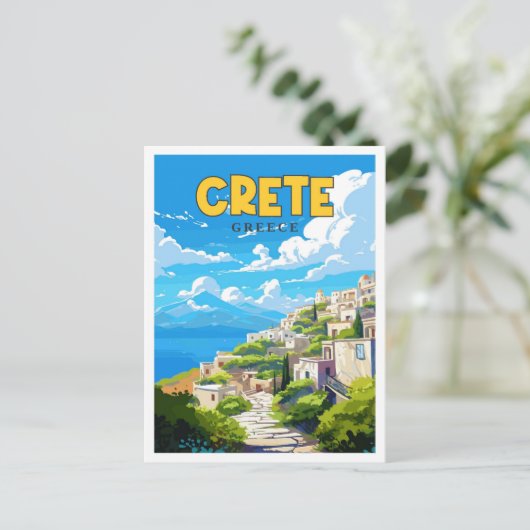 Vintage-Illustration über Kreta Griechenland Postkarte (Stehend Vorderseite)