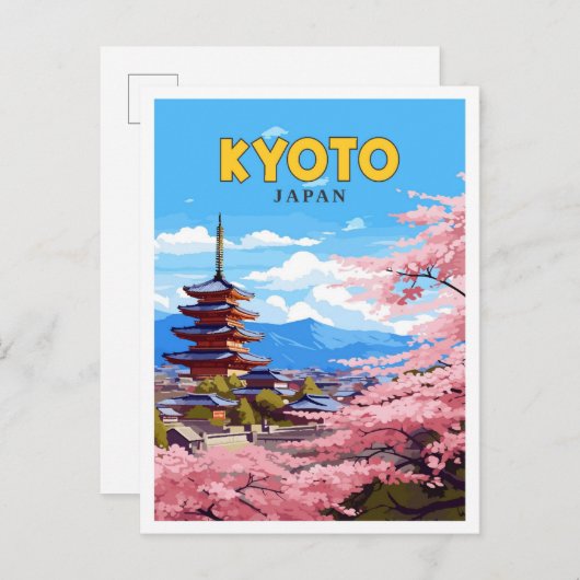 Vintage-Illustration über Kyoto Japan Postkarte (Vorne/Hinten)