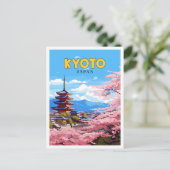 Vintage-Illustration über Kyoto Japan Postkarte (Stehend Vorderseite)