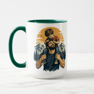 Vintage-Illustration: Vater und Sohn Abenteuer in  Tasse