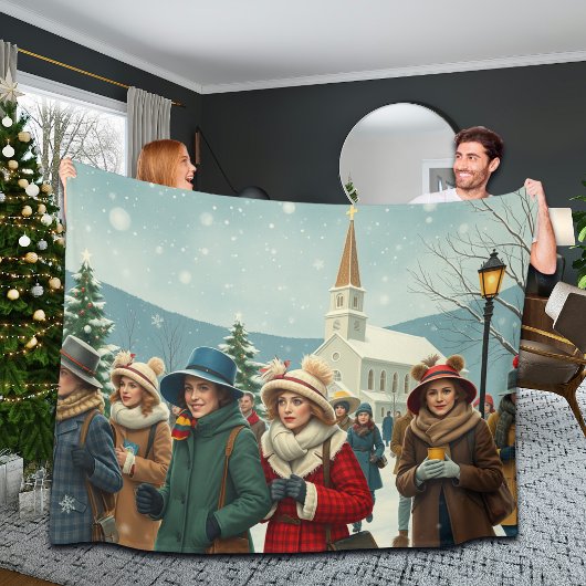 Vintage Illustration verlassend Menschen Fleecedecke