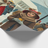 Vintage Illustration verlassend Menschen Geschenkpapier (Ecke)