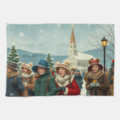 Vintage Illustration verlassend Menschen Geschirrtuch (Horizontal)