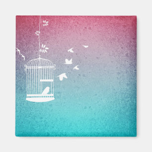 Vintage-Illustration Vogel im Käfig Magnet