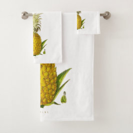 Vintage Illustration von Ananas Badhandtuch Set