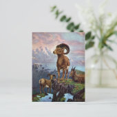 Vintage Illustration von Bighorn Sheep Postkarte (Stehend Vorderseite)