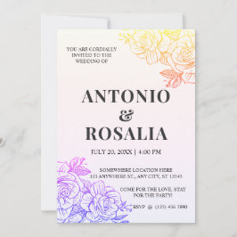 Vintage Illustration von Gelb- und Lila-Blumen Einladung