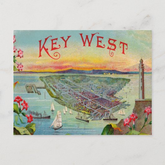 Vintage Illustration von Key West Florida Postkarte (Vorderseite)
