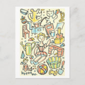 Vintage Illustration von Kinderspielzeug Postkarte (Vorderseite)
