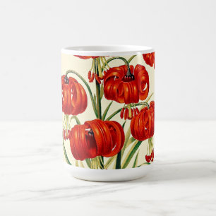 Vintage Illustration von Red Pompone Lily Kaffeetasse