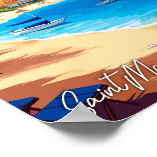 Vintage-Illustration von Saint Maarten Poster (Ecke)