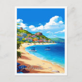 Vintage-Illustration von Saint Maarten Postkarte (Vorderseite)