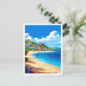 Vintage-Illustration von Saint Maarten Postkarte (Stehend Vorderseite)