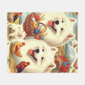 Vintage Illustration von Samoyed Dog Fleecedecke (Vorderseite (Horizontal))