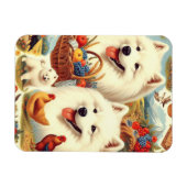Vintage Illustration von Samoyed Dog Magnet (Horizontal)