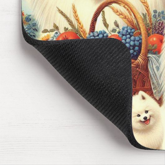 Vintage Illustration von Samoyed Dog Mousepad (Ecke)