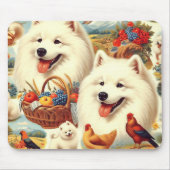 Vintage Illustration von Samoyed Dog Mousepad (Vorne)