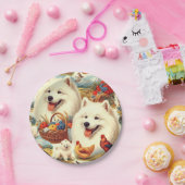 Vintage Illustration von Samoyed Dog Pappteller (Party)