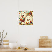 Vintage Illustration von Samoyed Dog Poster (Küche)