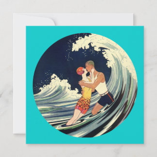 Vintage-Illustration von Surfer-Liebhabern beim Kü