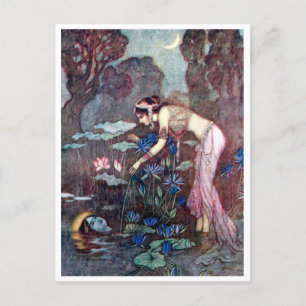 Vintage-Illustration von Warwick Goble: Die Lotusb Postkarte