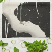 Vintage Illustration von Weißheronvogelschnee Geschirrtuch (Gefaltet)