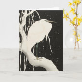 Vintage Illustration von Weißheronvogelschnee Karte (Gelbe Blume)