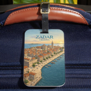 Vintage-Illustration von Zadar, Kroatien, Adriaküs Gepäckanhänger