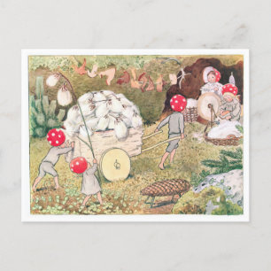 Vintage-Illustration Wald Kinder Elsa Beskow Postkarte