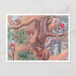 Vintage-Illustration Waldkinder Elsa Beskow Postkarte