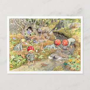 Vintage-Illustration Waldkinder Elsa Beskow Postkarte