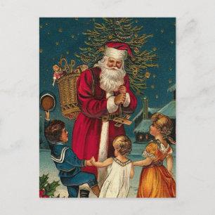 Vintage-Illustration Weihnachten Santa und Kinder