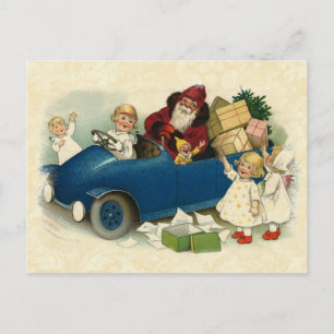 Vintage Illustration Weihnachtsmann, Oldtimer, Kin Feiertagspostkarte