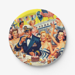 Vintage Illustration zum Party der 50er Jahre Pappteller