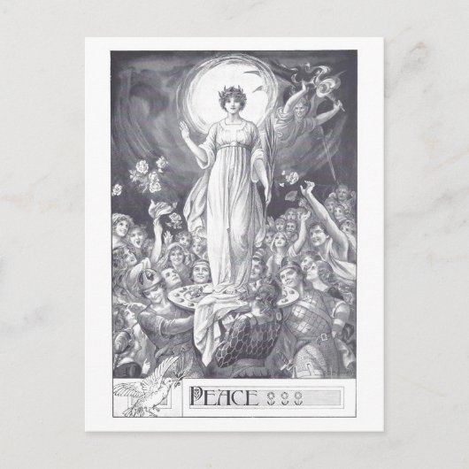 Vintage Illustration zur Friedensabwehr gegen den Postkarte (Vorderseite)
