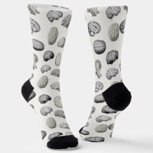 Vintage-Illustrationen der Hirnanatomie Socken